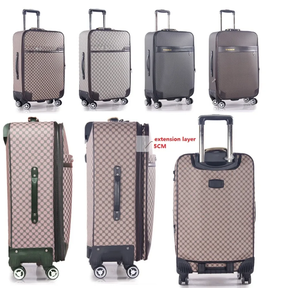 Custom Waterproof Pu Leather Travel Luggage Bags Printing Design