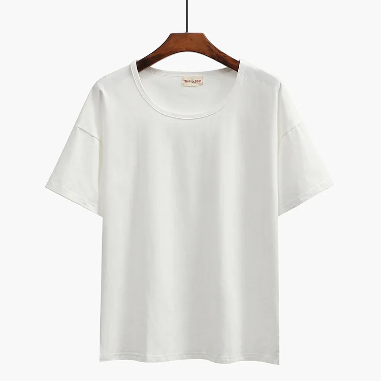 
Wholesale custom brand plus size casual style blank white t-shirt for woman 