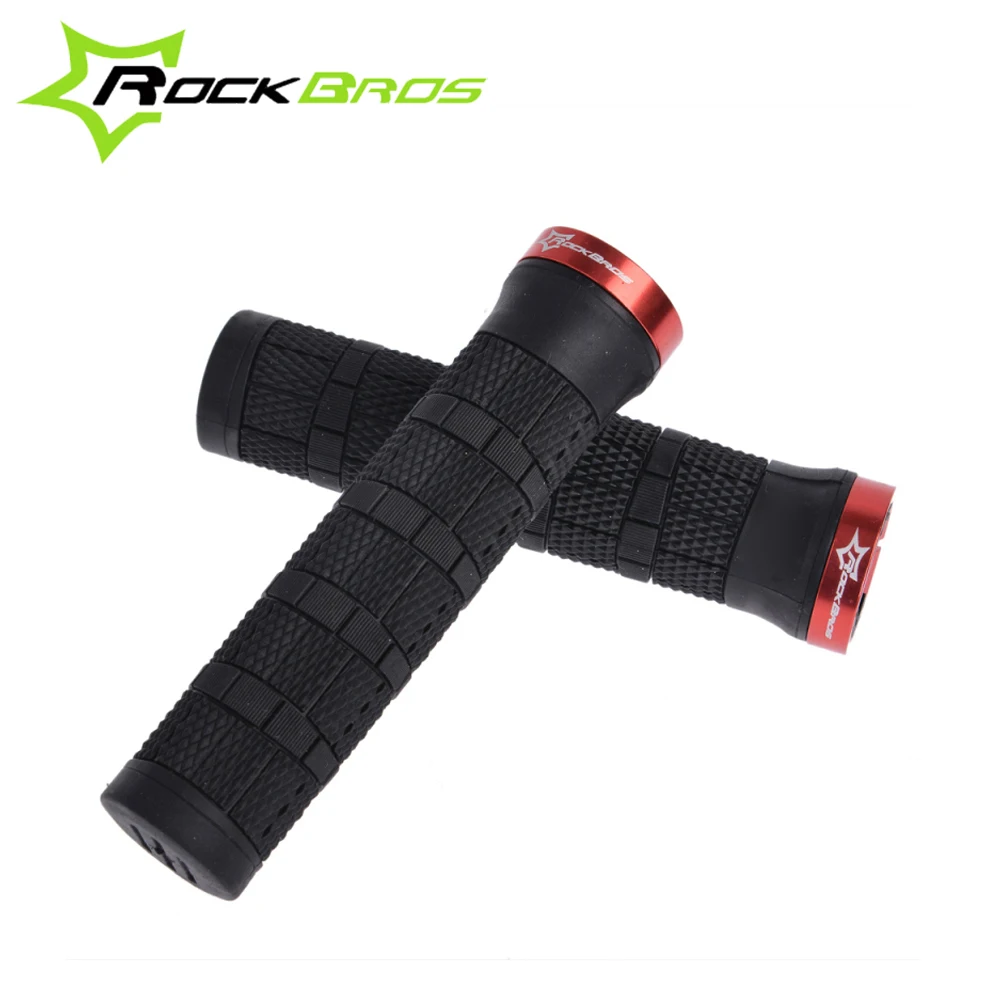 

RockBros MTB Mountain Bike Fixed Gear Cycling Grips Bicycle Handlebar Lock-on Rubber Grips Cycle Parts,4 Color, Red,blue,gold,black