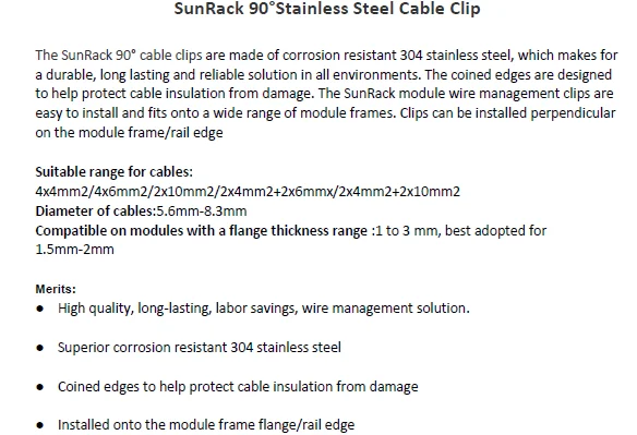 Sunrack Solar cable clip for solar panel 