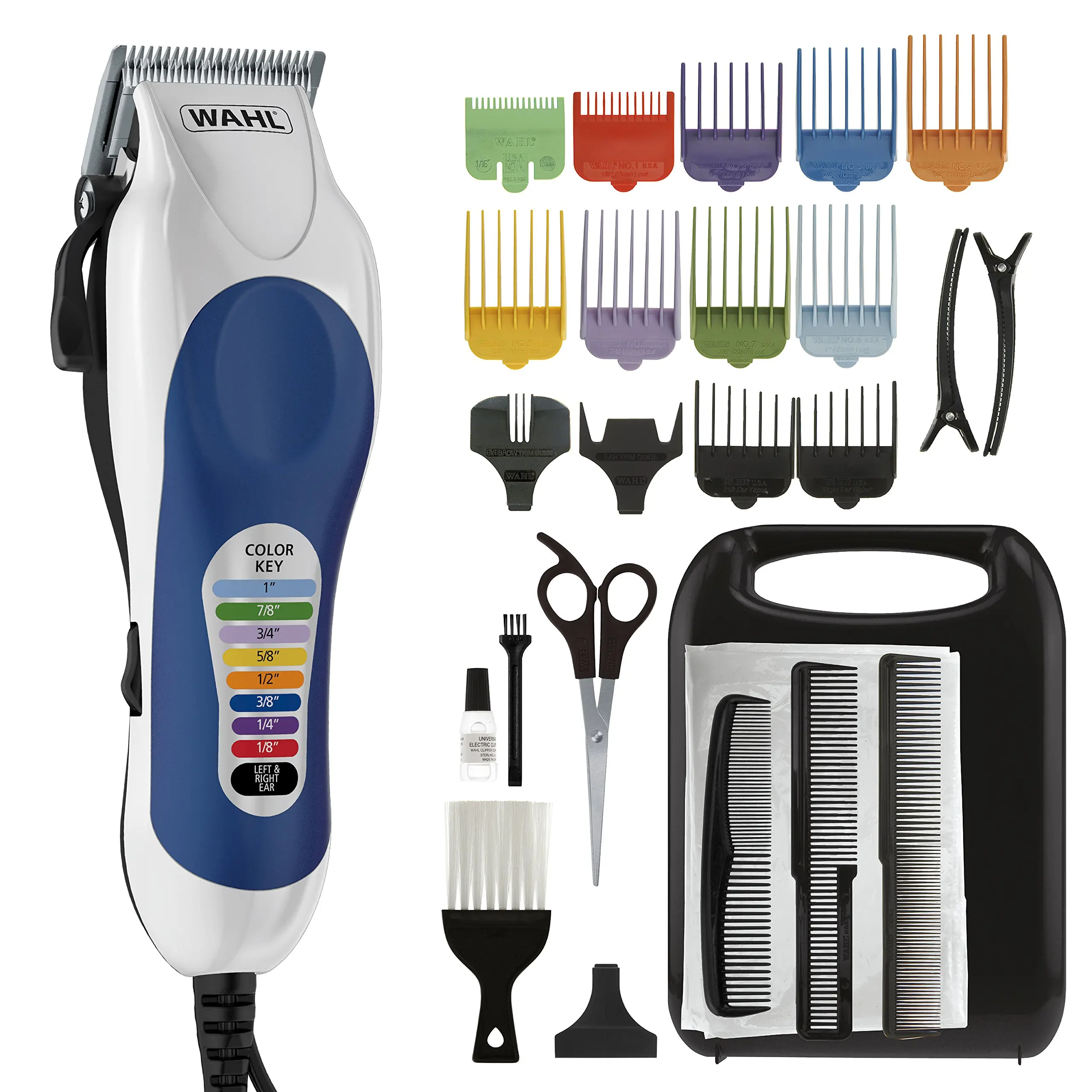 wahl clipper color pro cordless rechargeable hair clippers 21 pieces