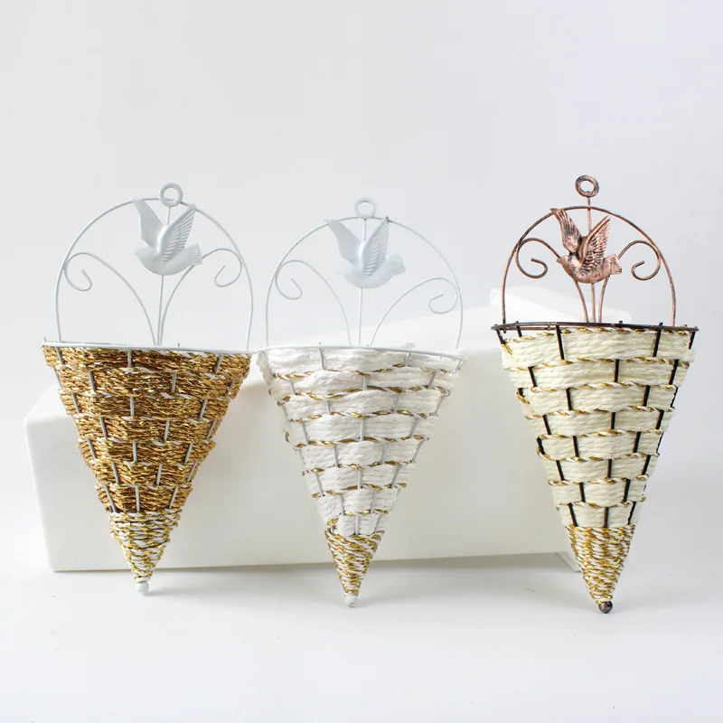 

Metal rattan work Hanging wall Planter Basket for flower hanging decoration