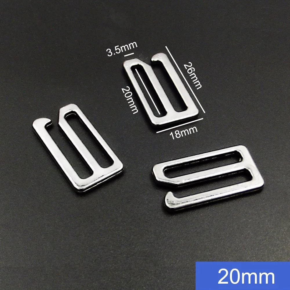 20mm Metal Buckles Bra Strap Adjustable Clips Swimwear Accessories