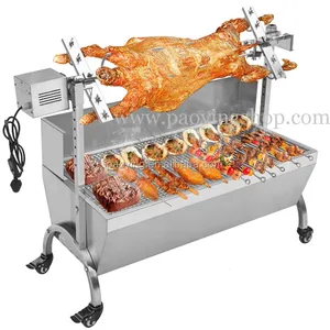 Image of 60kg 120cm Commercial Stainless Steel BBQ Charcoal Rotisserie
