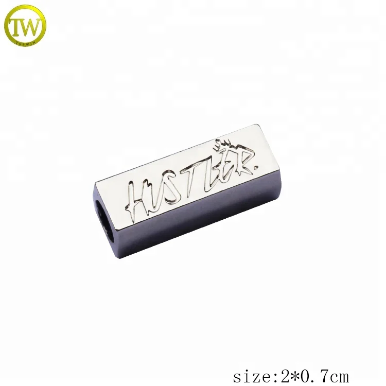 

Nickle free custom stamping logo drawstring metal cord ends for swimwear