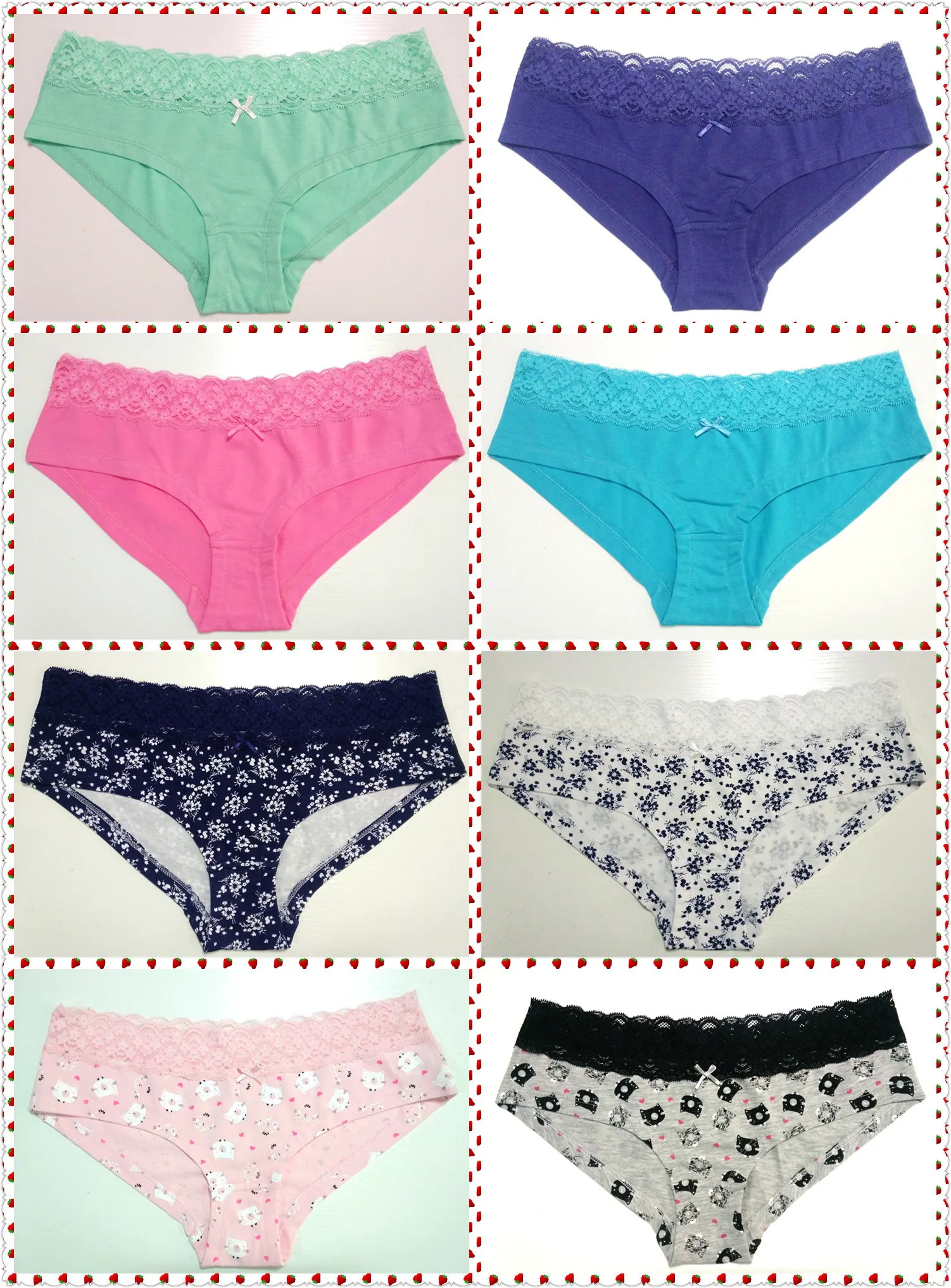 Sexy Girls Bikini Panties Custom Designs Fashion Print Women Cotton Underwear With Lace Lady 3025