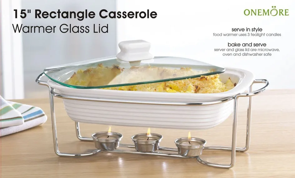 Onemore Double Warmer Casserole With Metal Stand And Glass Lid Buy