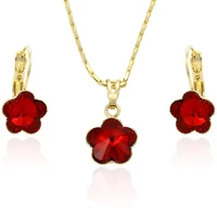

63175 xuping 14k gold plated flower fancy luxury jewelry sets with earrings crystals from Swarovski