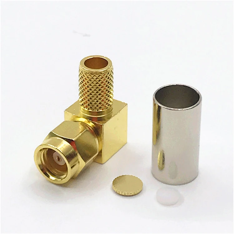 SMC Male RA Connector - Gold Plated Brass RF Connector