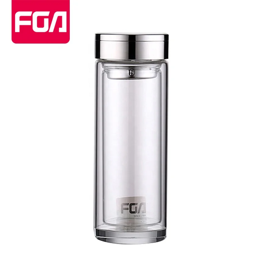 

Eco-Friendly Outside Wheat Straw Inner Glass Double Wall Water Bottle