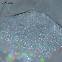 0.05 mm de prata do Laser Glitters Nail holográfica lantejoulas unhas Paillettes holograma faísca prego brilho Laser de brilho poeira 3 g