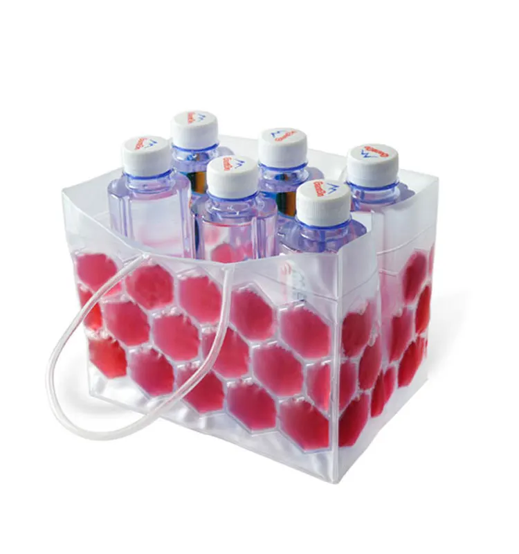 Keeping Cooling Pvc Gel Cooler 6 Bottle Wine Bag Flexible Ice Packs For