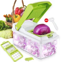 

3Interchangeable Blades Set Vegetable Chopper Fruit Dicer Salad Onion Vegetable Cutter with Food Container