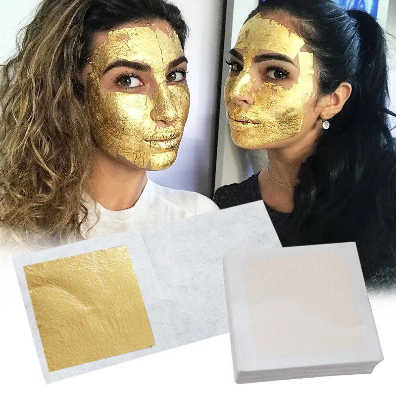 

2.5*2.5 cm 99% Edible Gold Foil 24K Pure Gold Skin Care Facial Mask Food Decorations Genuine Gold Leaf Sheets