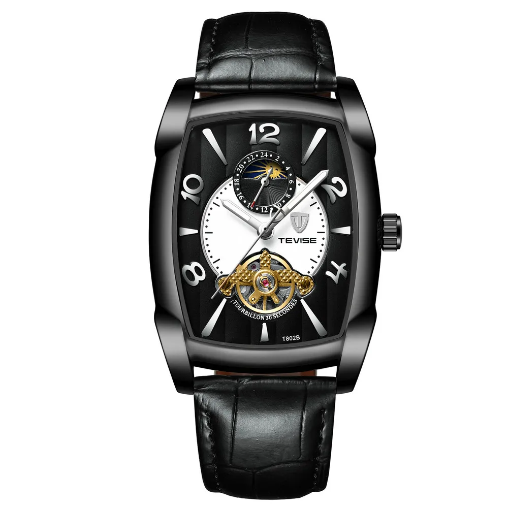 

TEVISE T802B Men's Automatic Mechanical watch Leather Band Business Watch, 4 colors