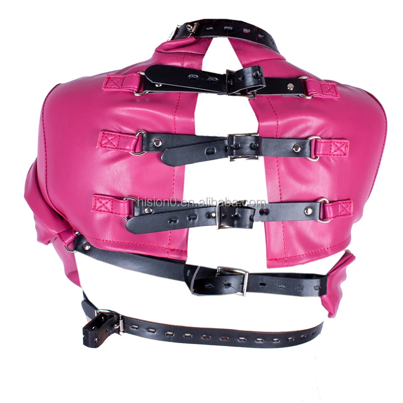 For Adult Show Sexy Bdsm Leather Straitjacket Open Cups Chest Harness 