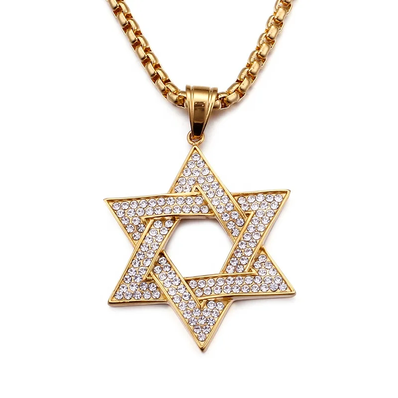 

Fashion Unisex Star Of David Crystal 316L Stainless Steel Pendant Jewelry