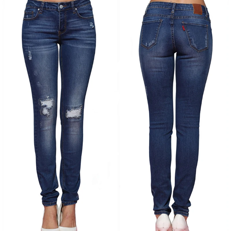 

European and American new style Ladies' long jeans Summer denim pants Slim-fit cotton trousers Women pants, Black