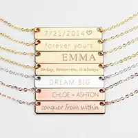 

925 Sterling Silver Custom Any Name Plate Bar Necklace Gold Personalized Engraved