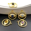 WT-P1097 Sparkly Round 14k Metal Gold Plated Jewelry With Evil Eye design Druzy Titanium Agate charm Pendant for women