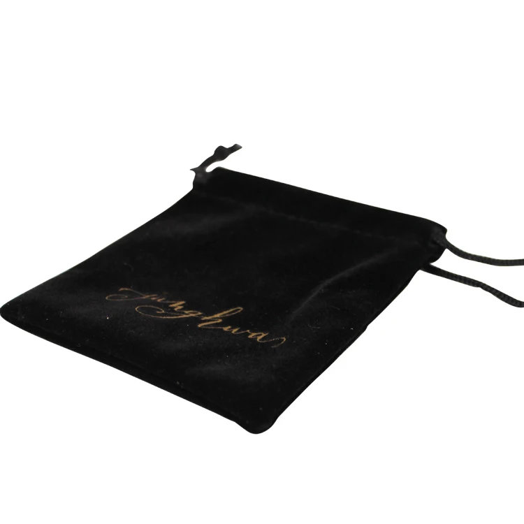 Wholesale Custom Logo Stamped Velvet Jewelry Pouch With Drawstring
