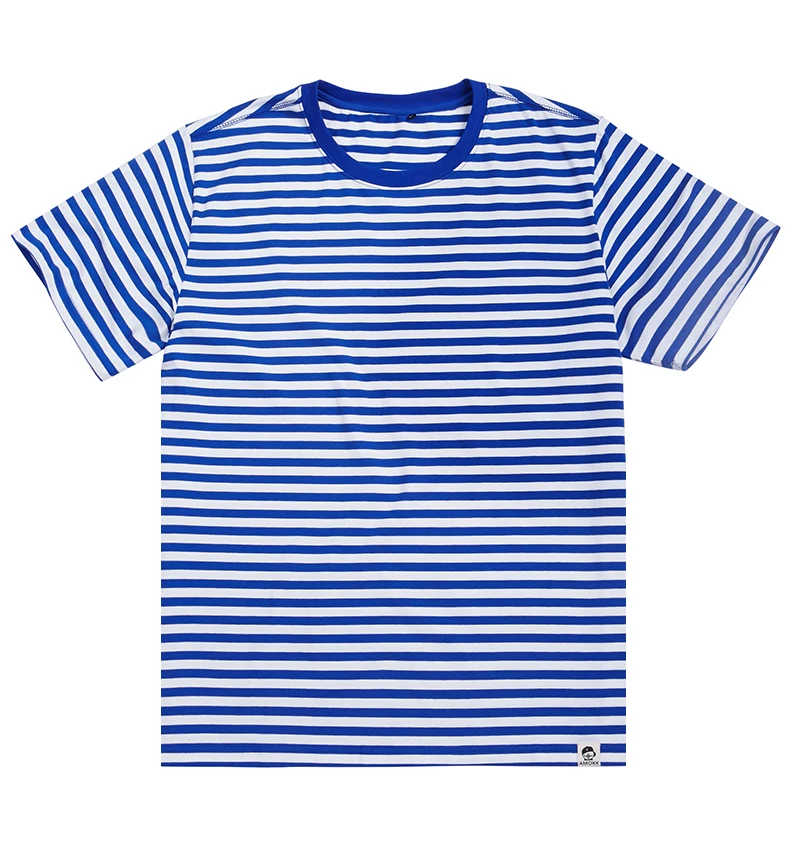 men round neck short sleeve cheap promotional hip hop fashion custom striped t shirt