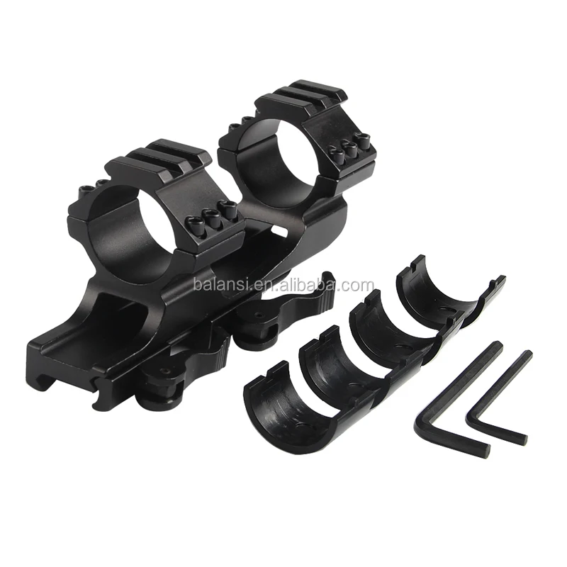 

30mm/25.4mm Dual Ring Cantilever Quick Release Scope Rail Mount Picatinny Weaver, Black