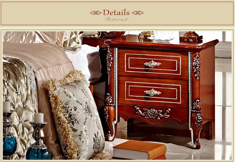 high quality bed Fashion European French Carved bed nightstands pfy4001