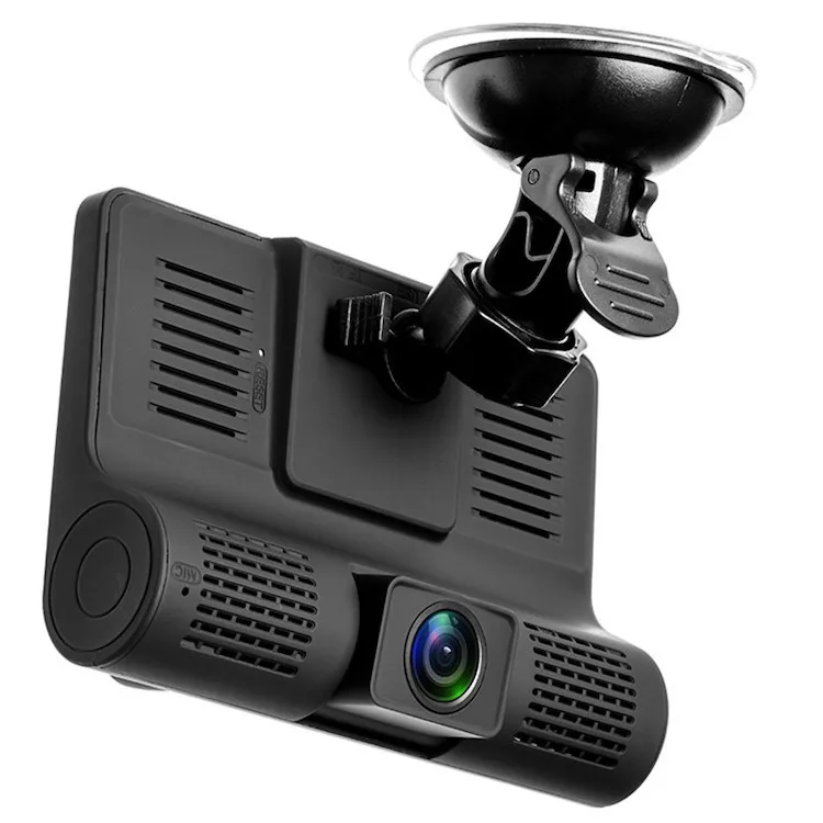 

2019 hot selling 4 inch HD screen 3 lens car DVR Full HD 1080P dash camera night vision Video Recorder, Black