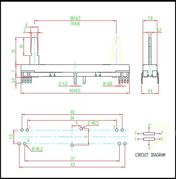 B10k 30mm Travel Double Slide Potentiometer Buy Slide Potentiometer