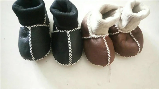Sheepskin Wool Genuine Leather Boots warm shoes fur wool girls baby booties