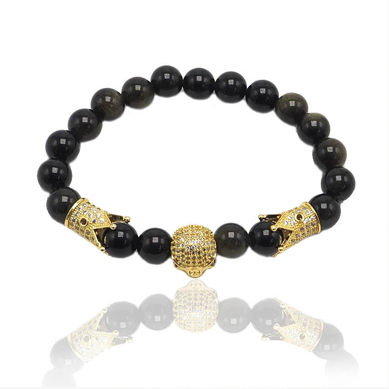 

Promotional boy handmade crow beads making natural stone bead bracelet beaded bracelet for men skull bracelet, Gold;sliver;rose gold;black