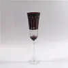 Bohemian Czech Ruby Red hand cut glass stem wine glass stemware engraved with flowers pattern