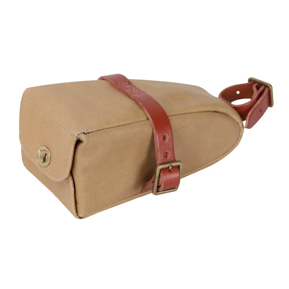 

Canvas Bicycle Tail Rear Pouch Strap-on Back Seat Saddle Bag, Tan (customized color available)