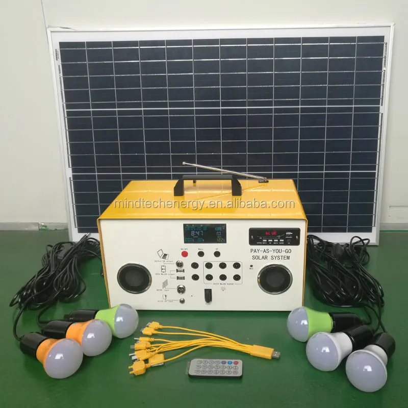 60W USB charging radio portable solar power energy system for homelight music