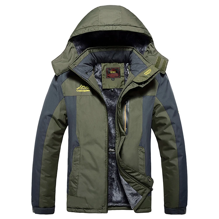 

Jacket Custom Outdoor Winter Ski Thick Fleece Coat Jacket For Men WinterOil Field Jacket With Hood Replacement Men Coat Winter