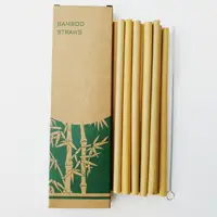 

10pcs of Set Organic Bamboo Drinking Straws Nature Green Yellow Reusable Bamboo Straws