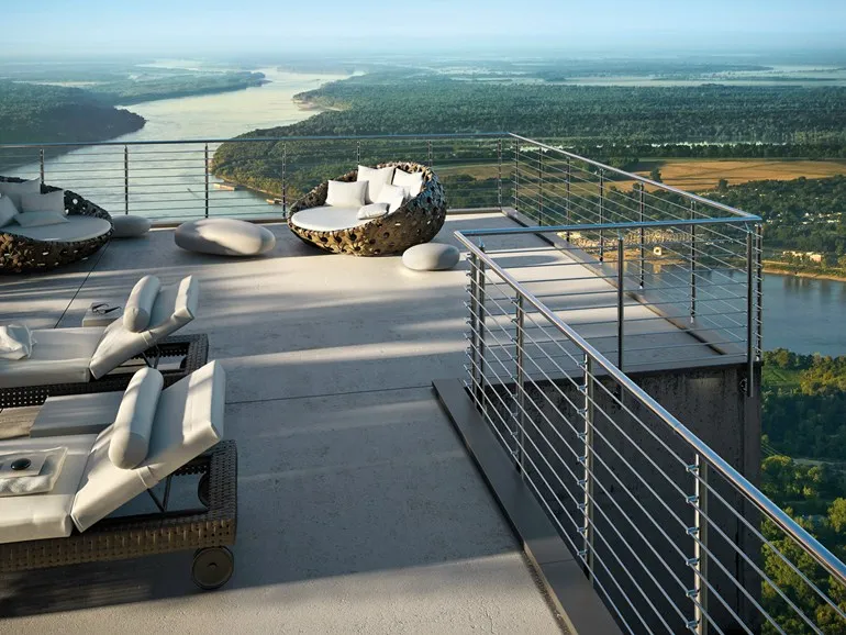 Modern Design Ms Pipe Railing With Stainless Steel Rod Bar Buy Modern Design Ms Pipe Railing