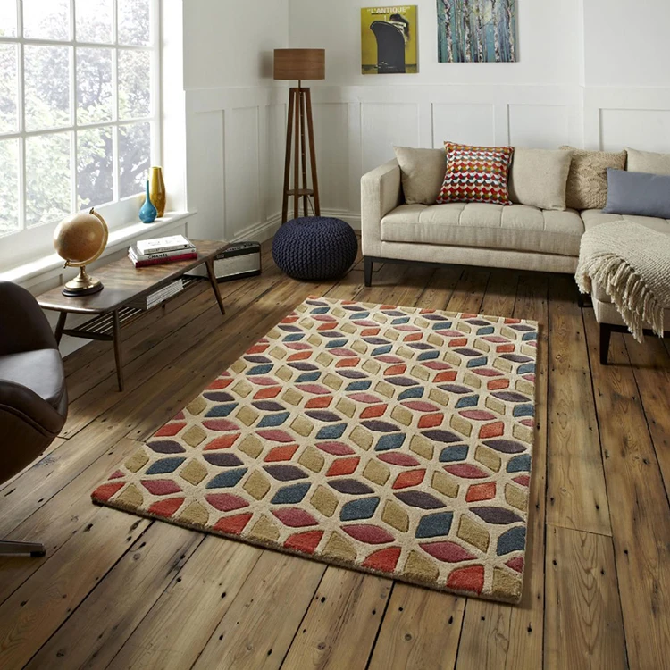 Merika colorful custom size hand tufted living room rugs