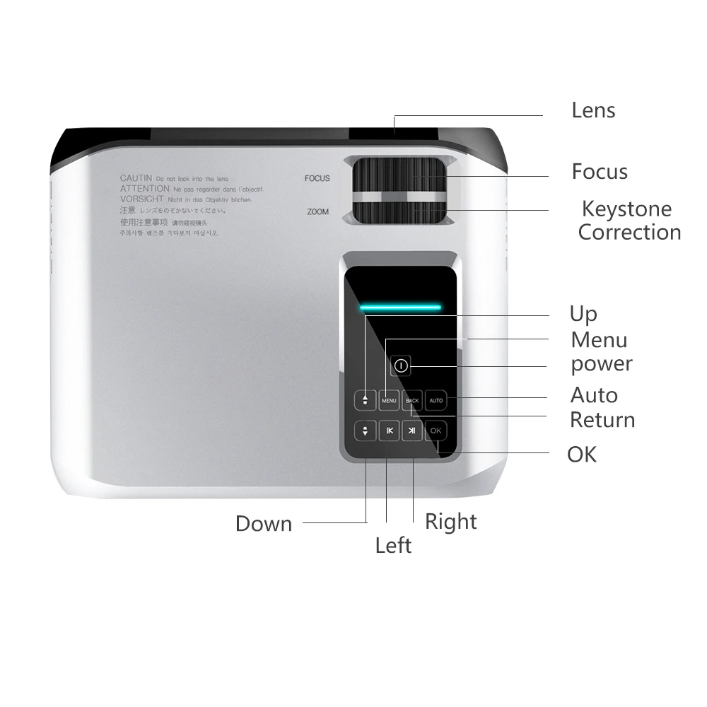 

Newest 720P LED HD Projector Video Proyector, 170'' and 1080P Support Compatible with Fire TV Stick projector, White