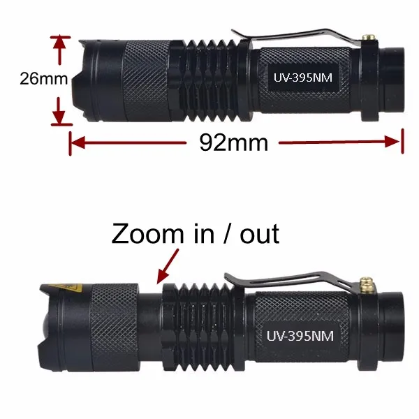 Mini Powerful UV 395nm LED High Purple Blacklight Portable Zoom Small UV Light