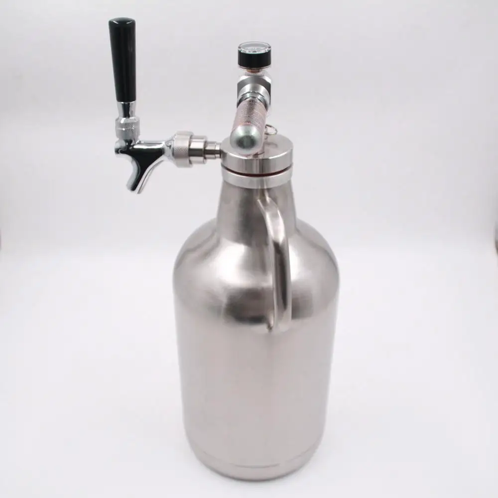 

Wholesale Double Wall Stainless Steel Insulated vacuum 1 gallon beer growler, Silver or customized black or white.