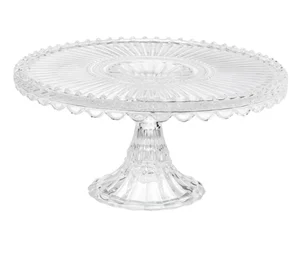 Image of Clear Glass Round Cake Stand Glass Cake Dish For Wedding Party