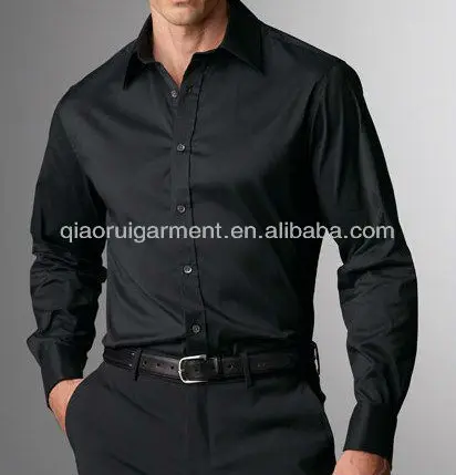 mens black satin dress shirt