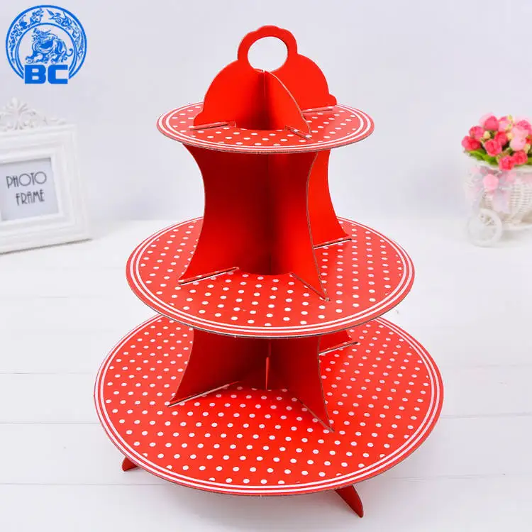 

2018 Factory supplies 3-Tier Corrugated Cupcake cake Stands for kids birthday party, Mix color