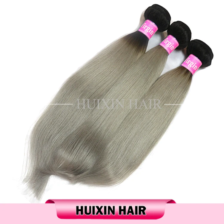 Glamorous Virgin Brazilian Human Hair White Hair Extensions Grey