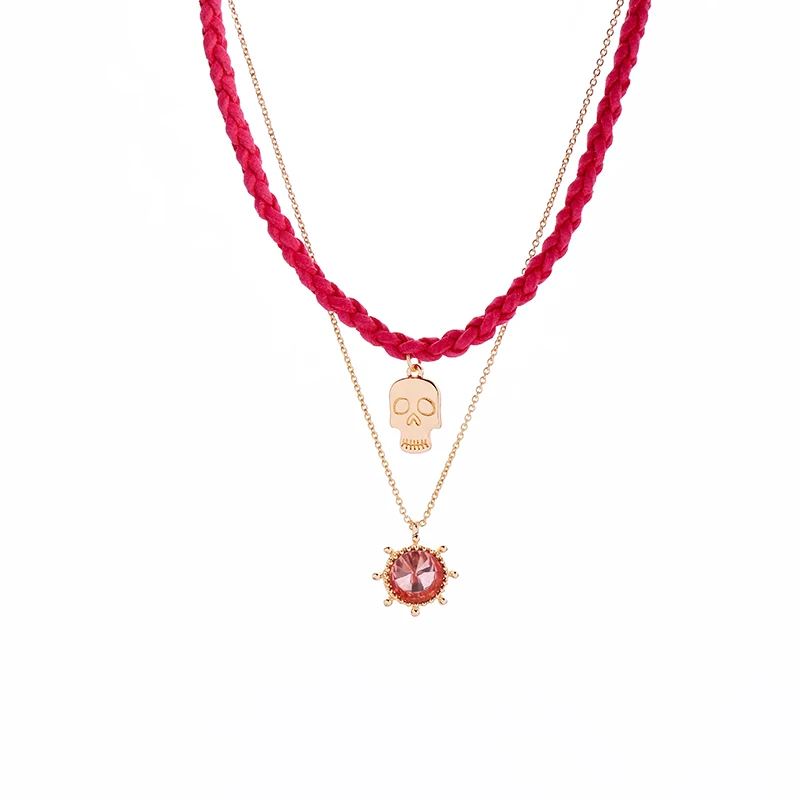 

xl01556d Handmade Jewelry Designs Women Wholesale Red Weave Choker With Ruby Crystal Pendant Necklace