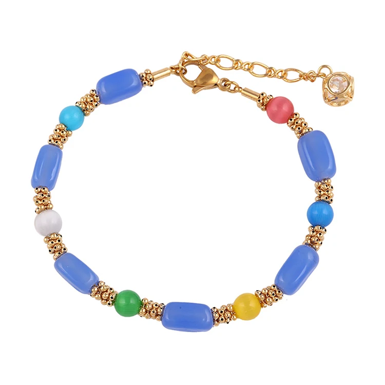 

74291 Xuping top quality hot sales multiply colors plastic bead trending gold chains bracelet