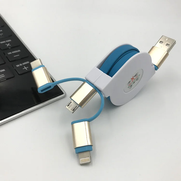 High Quality 3 In1 Usb Charging Cable Retractable Portable Mobile Data
