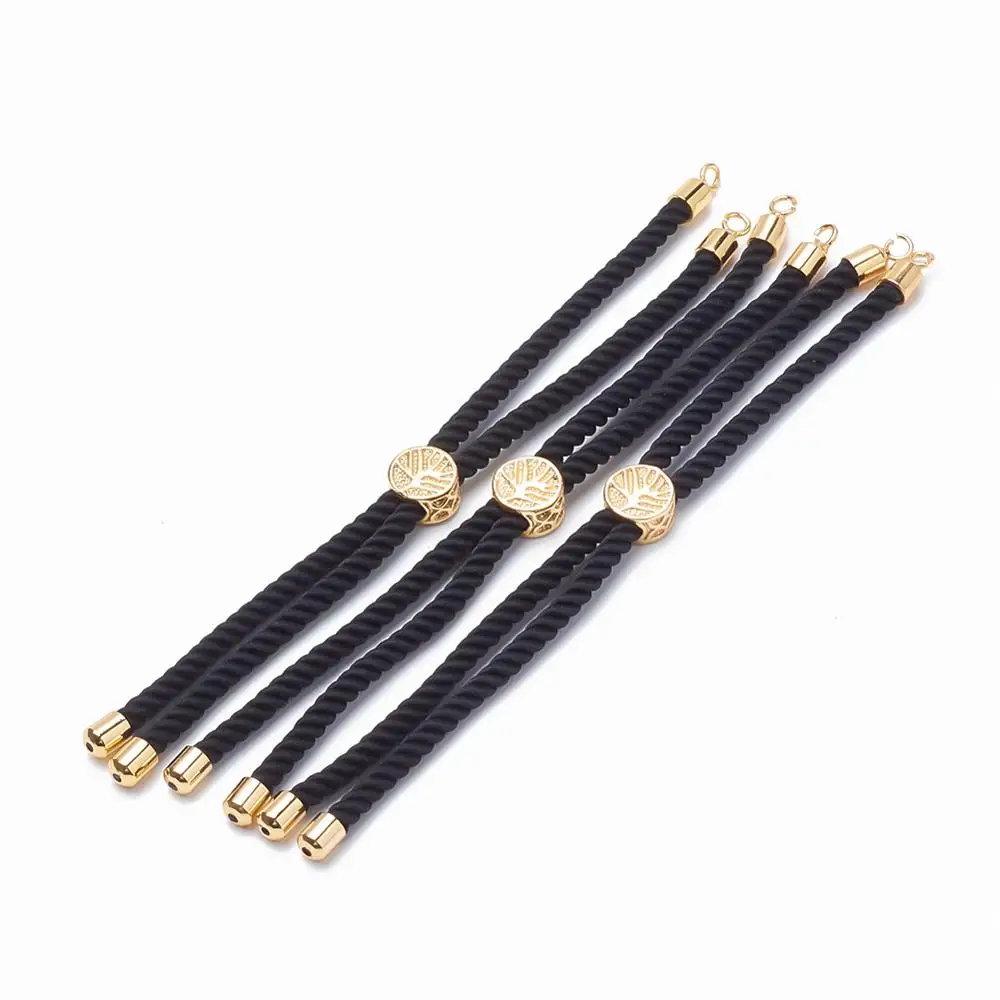 

PandaHall 1 mm Brass Findings Twisted Golden Nylon Cord Bracelet Making, Colors